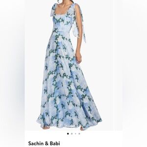 Sachin + Babi Blue and Green A-Line Maxi Dress for Weddings